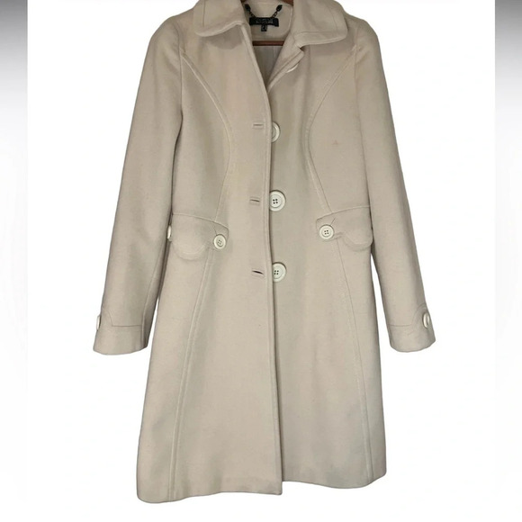 Le Full Wool/Cashmere blend ivory colored coat, made in Italy size 8 - Picture 1 of 8